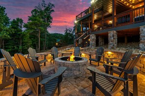 Finding peace in the crackling of the fire.