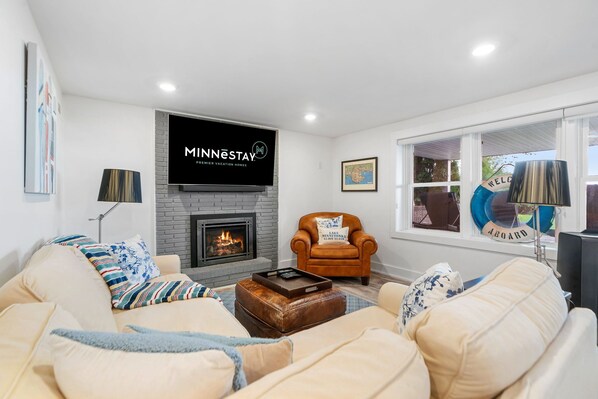Cozy up in this lower level family room this winter!