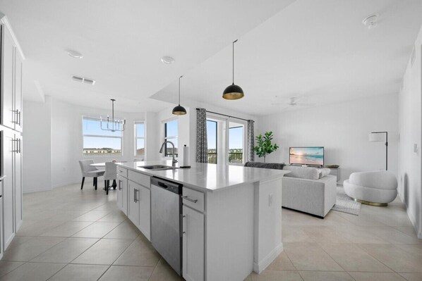 Open Concept Kitchen, Dining & Living Room
