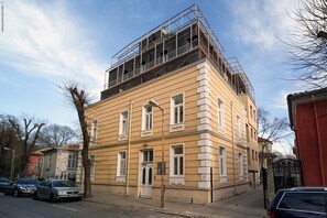 the building was renovated and upgraded in 2015. The building has been officially declared a cultural monument. You can feel the spirit of old age and aristocracy, but at the same time have all the comforts and the sea at your fingertips :)