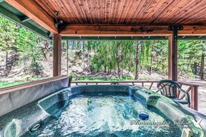 Hot tub on covered deck
