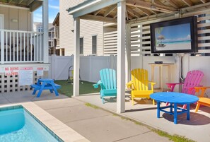 Relax out by the pool before taking a dip on a warm, sunny day!