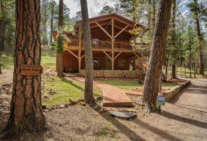Mystic Pines sits on a large lot to give privacy within a neighborhood setting.