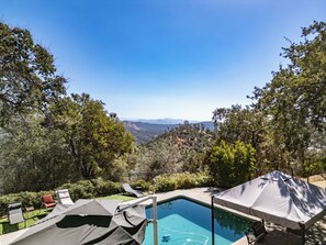 View from poolside at Yosemite Mountaintop Retreat.