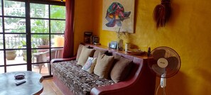 Spacious living room with sofa bed
