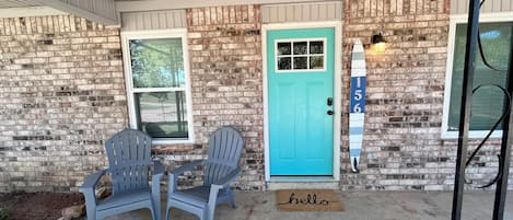 Look for the blue front door and water ski with house number to find our home.