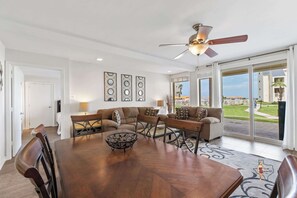 A beautiful wood dining table to accommodate 6 guests