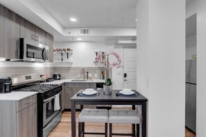 Fully stocked kitchen for your cooking needs.
