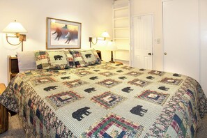Master bedroom: California King Sleep Number bed with TV, DVD player