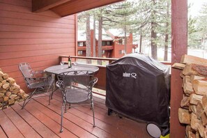 Gas BBQ grill on balcony