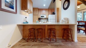 Kitchen w/ slow cooker, drip coffee maker, blender, toaster oven and more