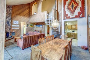 Open floor plan with dining table