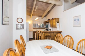 Dining table and kitchen