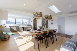 Dining area looking towards kitchen and amazing view