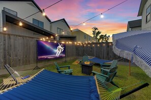Movie nights in our backyard patio!