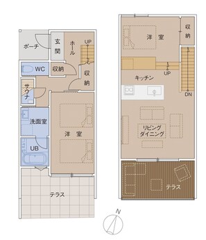 ・[Building A / Floor plan] This is a 75m2 villa for rent. The waves are right in front of the terrace.