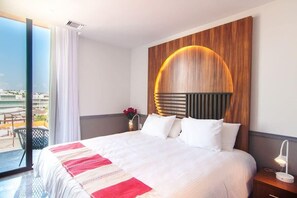 Bedroom with plush king bed