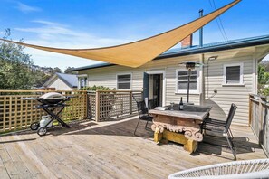 The deck with BBQ