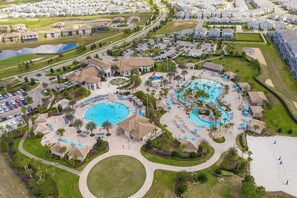 Our guests get access to the ChampionsGate Oasis Club amenities , including a large heated resort pool, a lazy river, waterslide, kids splash playground and so much more!