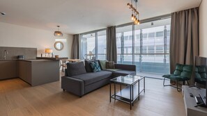 The living room has a sofa bed to accommodate 2 extra guests #extraguests #portugal #pt #lisbon
