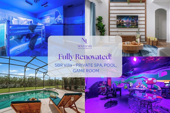Escape to this 5BR home with themed rooms, a game room, and modern upgrades!