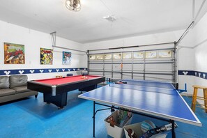 Challenge your loved ones to a fun game in the garage.
