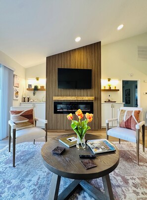 Living Room with beautiful electric fireplace