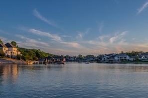 Beautiful sunset view of Fort Loudon Lake from the dock