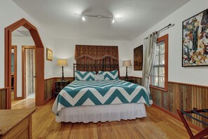 The sleeping space features a king size bed
