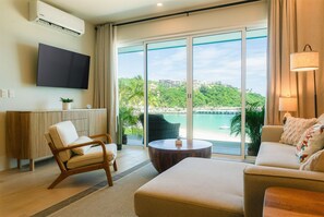 Living Room with Beautiful Bay & Santa Cruz BeachView
