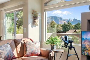 Amazing red rock views from the living room through our Galaeyes telescope. 