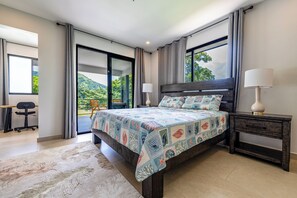 Master Bedroom on the second floor, private bathroom, balcony and office.