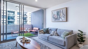 Enjoy stunning views from the large balcony, soak up the sun in the rooftop pool, or fire up the BBQ in the common area.