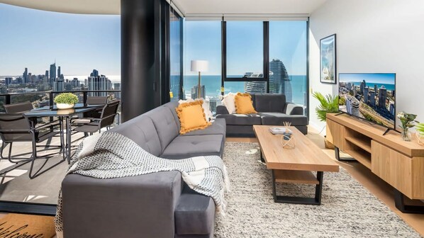 Discover our exquisite 2-bed, 2-bath apartment in the heart of Broadbeach, steps from the Gold Coast Casino. With stunning ocean views, a spacious balcony, and resort-style amenities, our modern retreat offers an iconic Gold Coast getaway.