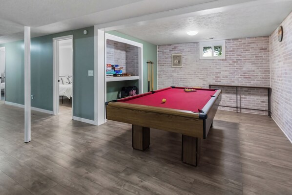 Full size pool table in the basement!