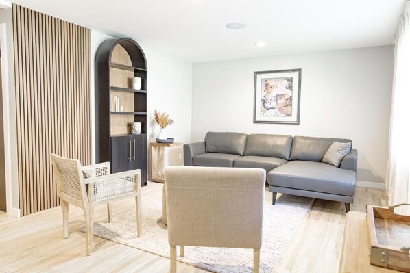 Livingroom with reading materials and great mountain views.