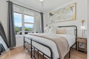King Bedroom beautifully designed. 55"TV. Extremely comfortable with an attached bathroom and walk in closet.