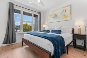King Bedroom beautifully designed. 55"TV. Extremely comfortable with an attached bathroom and walk in closet.