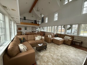 The Great Room with Two Extra Large Sectionals and Big TV