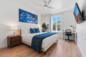 King Bedroom beautifully designed. 55"TV. Extremely comfortable with an attached bathroom and walk in closet.