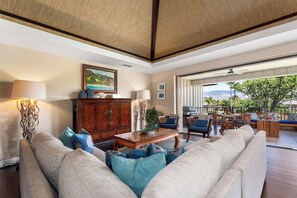 Expansive layout featuring both upstairs and downstairs living spaces, this property comfortably accommodates up to 10 guests