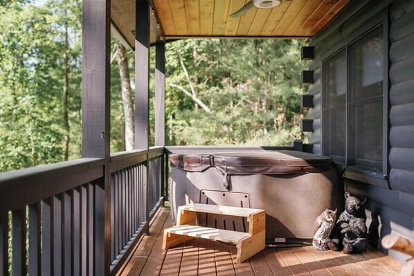 Hot tub on back porch