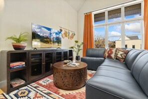 Living Area with Vaulted Ceilings | 50" Smart TV, Board Games