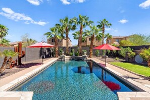 The heated pool is inviting year round