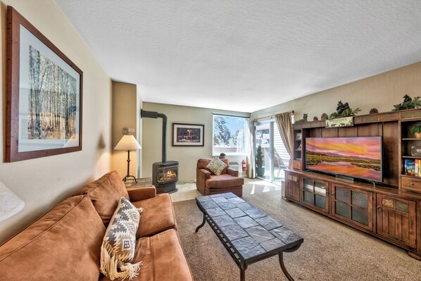 South Lake Tahoe adventures await in this one bedroom lodge unit with air conditioning and gas fireplace