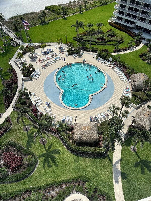 Huge heated pool on the beach.
