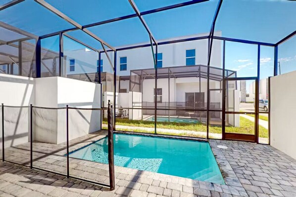 Dive into relaxation with our fully fenced private pool area—your personal oasis awaits!