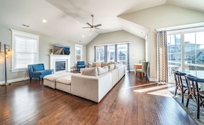 Living room area with large windows