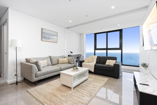 Experience luxury living while lounging around this elegant living room