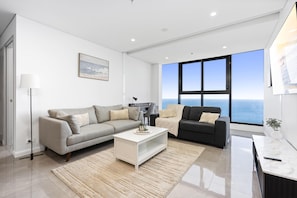 Experience luxury living while lounging around this elegant living room